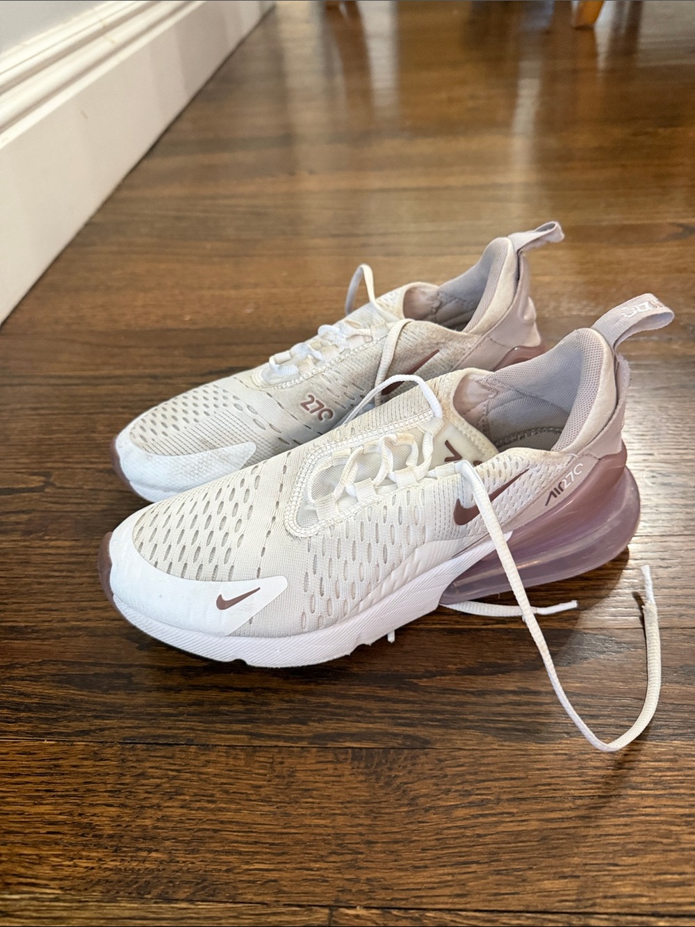 Nike Air Max 270 Sneakers - White with Mauve Accents